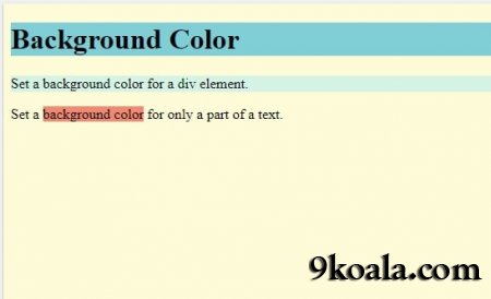 html code for color background text