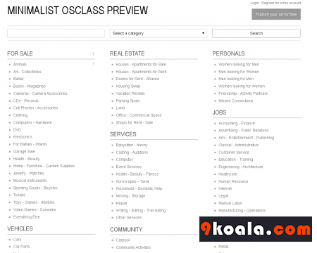 Minimalist Osclass theme Download For Free