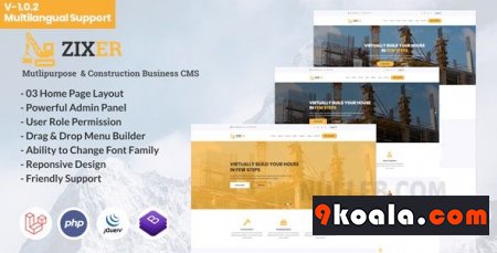 Zixer Nulled –  v1.0.2 Multipurpose Website & Construction Business Company CMS (Nulled)