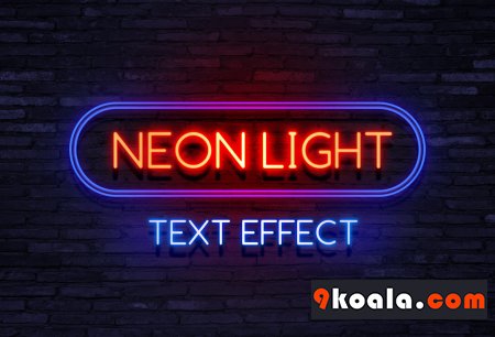 PSD neon text download free. Neonlight font for photoshop